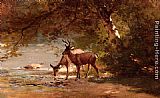 Thomas Hill Wall Art - Deer in a Landscape